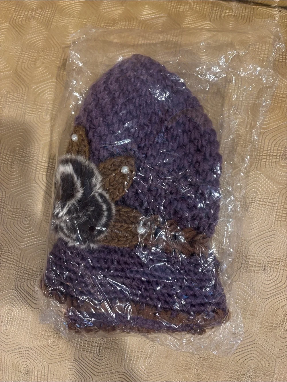 Vintage Style Crochet Cloche Bucket Hat with 3D Floral Pearl Detail